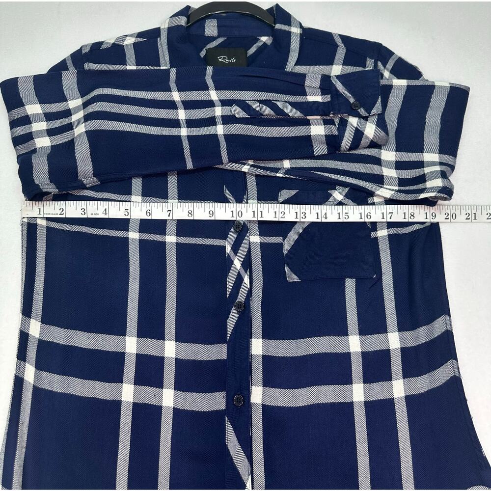 Rails Hunter Navy Blue & White Plaid Button Front Shirt Size M - Picture 7 of 11